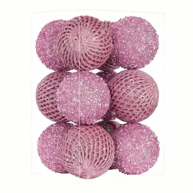 12-Piece Set:  Large Sparkling Glittering Sequins Foam Ball Ornaments