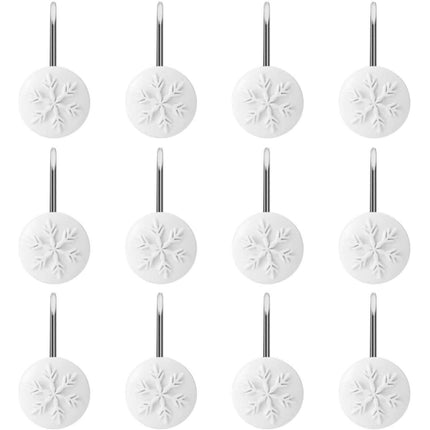 12-Piece: Snowflake Anti-Rust Round Shower Curtain Hooks for Home Bathroom Decor