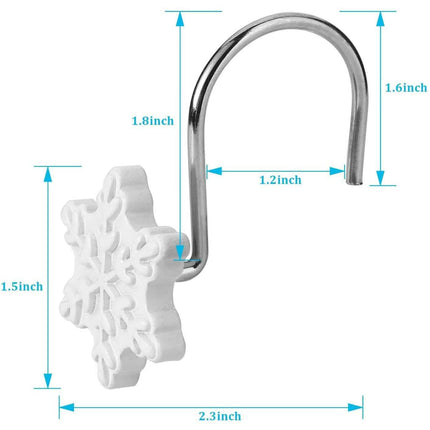 12-Pieces: Christmas Shower Curtain Anti-Rust Hooks