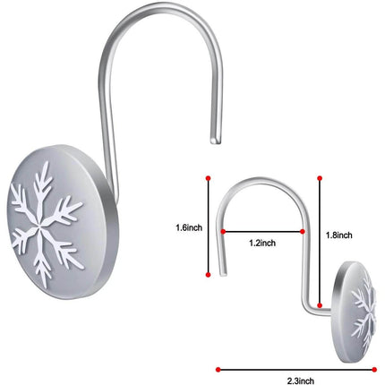 12-Pieces: Christmas Snowflake Anti-Rust Round Shower Curtain Hooks