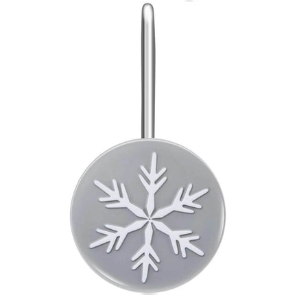 12-Pieces: Christmas Snowflake Anti-Rust Round Shower Curtain Hooks