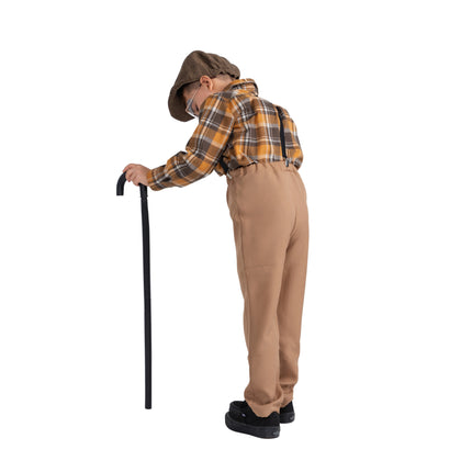 Kids Old Man Grandpa Costume with Vest, Glasses and Classic Accessories