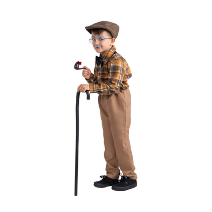 Kids Old Man Grandpa Costume with Vest, Glasses and Classic Accessories