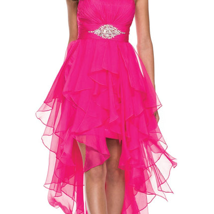 CLEARANCE - Juliet 1226 Dress High Low Chiffon Strapless Layer Skirt Rhinestones (Size 2XL)
