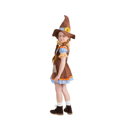 Kids Scarecrow Dress with Patch Details, Ruffles and Rustic Style