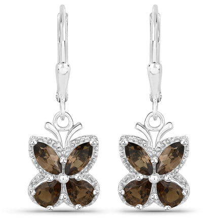 2.20 Carat Genuine Smoky Quartz .925 Sterling Silver Earrings