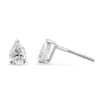 14K White Gold 1/2 Cttw Pear Shape Solitaire Lab Grown Diamond Stud Earrings (F-G Color, VS2-SI1 Clarity)