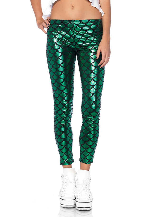 Hipster Mermaid Leggings - Green - SMALL