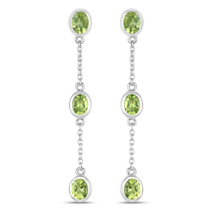 2.10 Carat Genuine Peridot .925 Sterling Silver Earrings