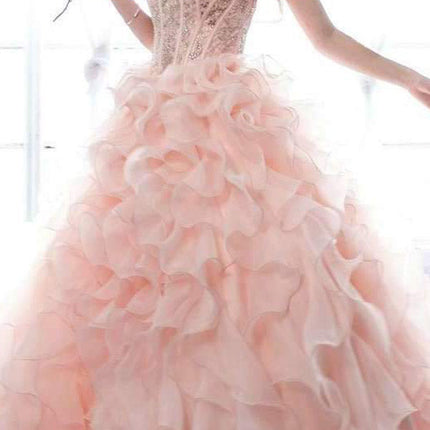 Juliet 1418 Cinderella Ball Gown Organza Ruffle Skirt Beaded Corset Bodice