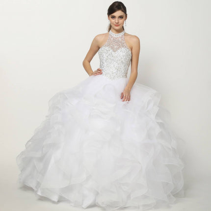 Juliet 1420 Crystal Beading Layered Tulle Skirt Quinceanera Dress