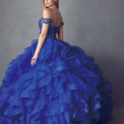 Juliet 1421 Cinderella Ball Gown Ruffled Tulle Cold Shoulder Embroidered Bodice
