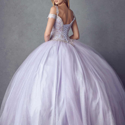 Juliet 1430 Dress Quinceanera Ball Gown Embroidered Applique Glitter Tulle