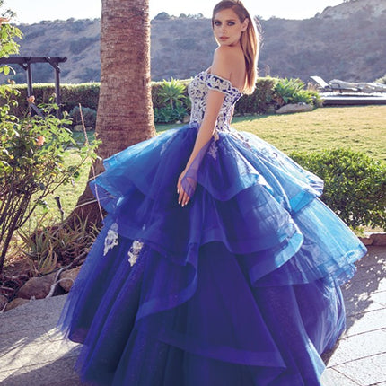 Juliet 1432 Dress Quinceanera Ball Gown Metallic Embroidery Glitter Tulle
