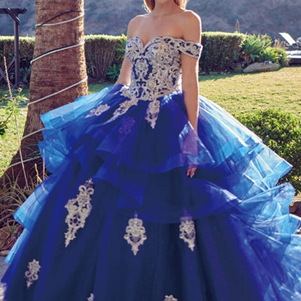 Juliet 1432 Dress Quinceanera Ball Gown Metallic Embroidery Glitter Tulle