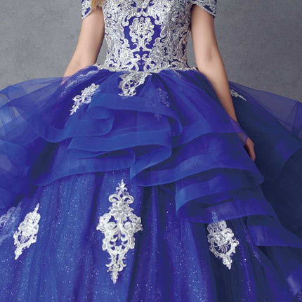 Juliet 1432 Dress Quinceanera Ball Gown Metallic Embroidery Glitter Tulle