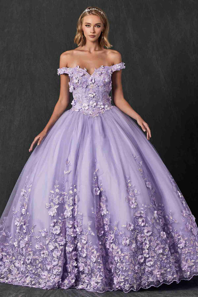 Juliet 1434 Dress Quinceanera Ball Gown 3D Floral Embroidered