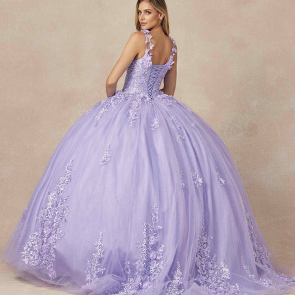 Juliet 1437 Floral Applique Quinceanera Ball Gown With 3D Flowers