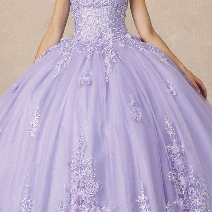 Juliet 1437 Floral Applique Quinceanera Ball Gown With 3D Flowers