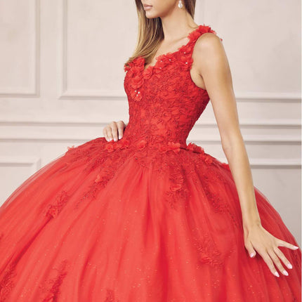 Juliet 1437 Floral Applique Quinceanera Ball Gown With 3D Flowers