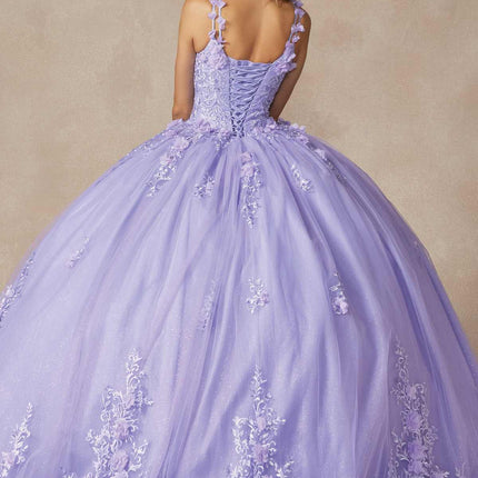 Juliet 1437 Floral Applique Quinceanera Ball Gown With 3D Flowers