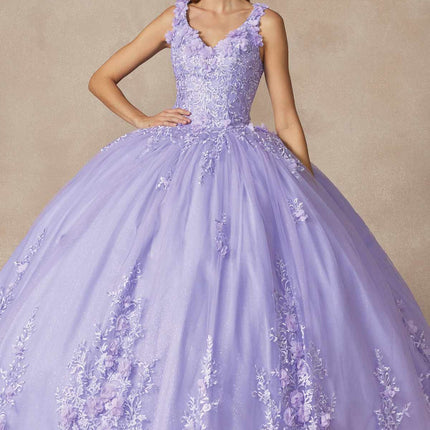 Juliet 1437 Floral Applique Quinceanera Ball Gown With 3D Flowers