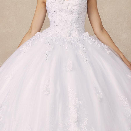 Juliet 1437 Floral Applique Quinceanera Ball Gown With 3D Flowers