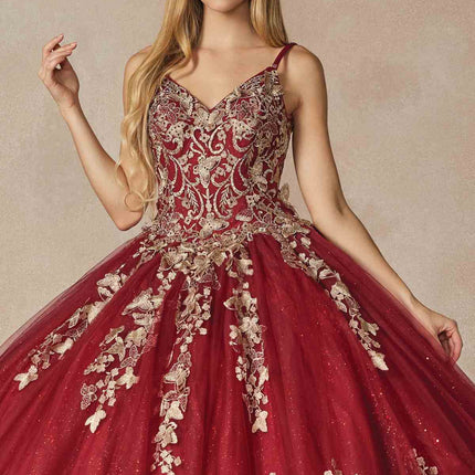 Juliet 1442 Long 3D Butterfly Appliques Strapless Bodice Cape Quinceanera Dress