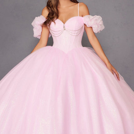 Juliet JT1487H Cold Shoulder quinceanera Ball Gown