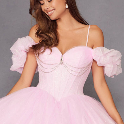 Juliet JT1487H Cold Shoulder quinceanera Ball Gown