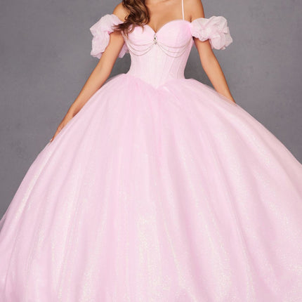 Juliet JT1487H Cold Shoulder quinceanera Ball Gown