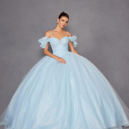 Juliet JT1487H Cold Shoulder quinceanera Ball Gown