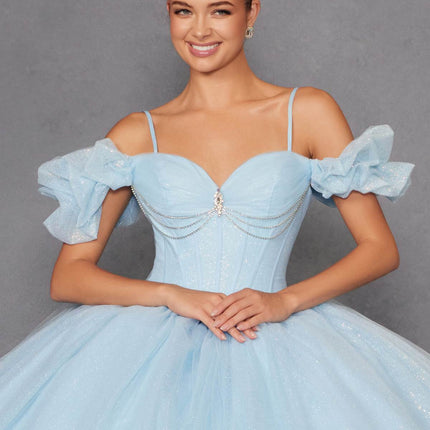 Juliet JT1487H Cold Shoulder quinceanera Ball Gown