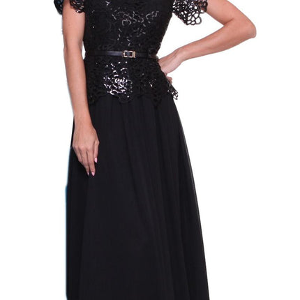 CLEARANCE - Cinderella Divine 1489 A-Line Lace Bodice Gown Short Sleeve (Size 2XL)