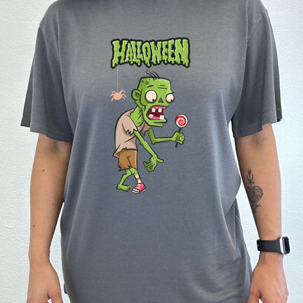 Halloween Green Monster Unisex Bamboo Viscose/Organic Cotton Short Sleeve Graphic T-Shirt