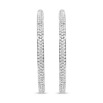 18K White Gold 2.00 Cttw Round-Cut Diamond Inner-Outer Hoop Earrings (F-G Color, VS1-VS2 Clarity)