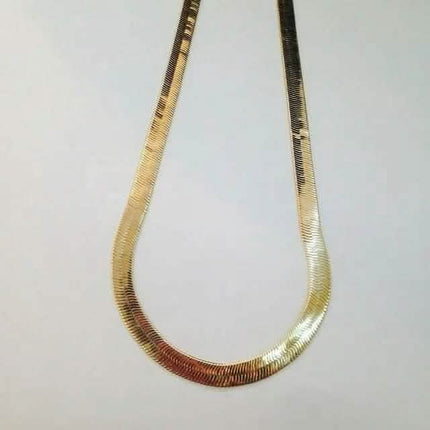 14K Gold High Polish Finish Flat Herringbone Chain Necklace