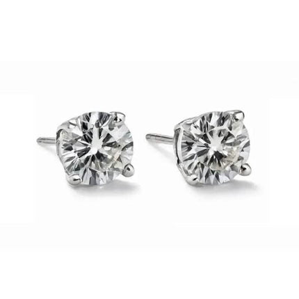14K Solid White Gold 10.00ct Lab-Grown Round IGI Certified Diamond Stud Earrings