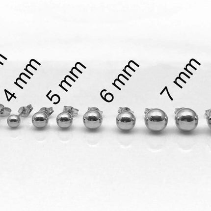 14K Solid White Gold Ball Stud Earrings
