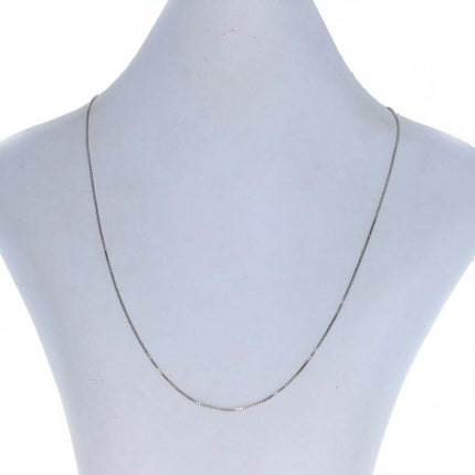 14K Solid White Gold Box Necklace Real Gold Chain
