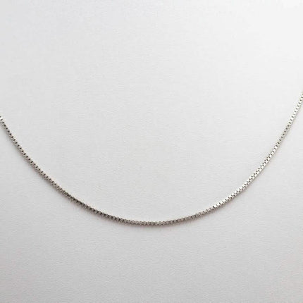 14K Solid White Gold Box Necklace Real Gold Chain