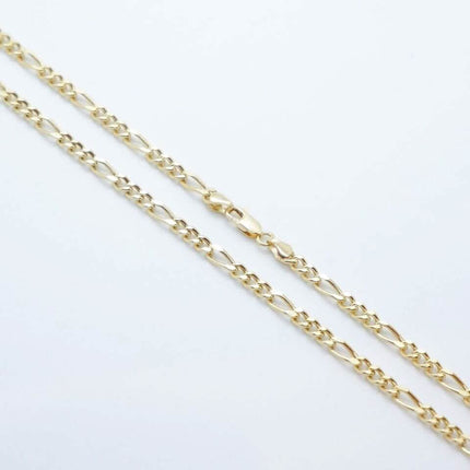 14K Solid Yellow Gold 4mm Figaro Link Chain Necklace