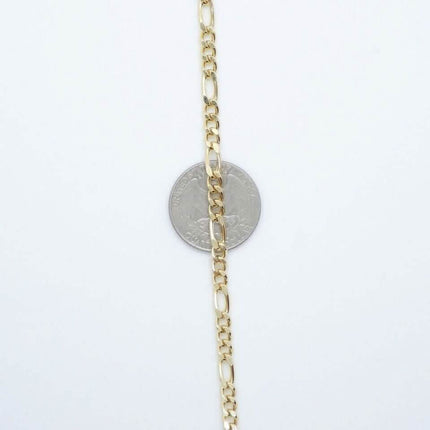 14K Solid Yellow Gold 4mm Figaro Link Chain Necklace