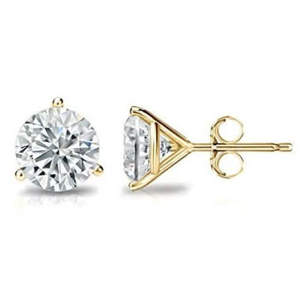14K Yellow Gold 8mm Round Cut Crystal Studs