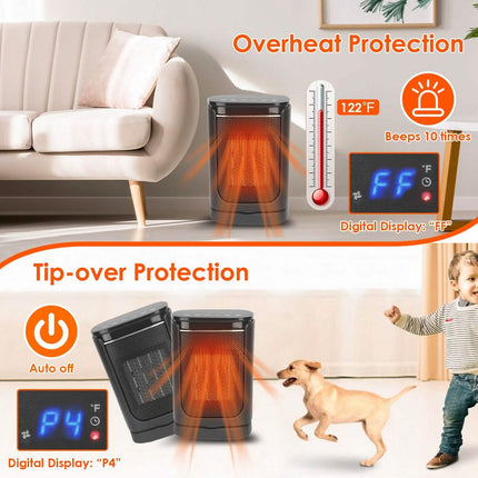 1500W Electric Space Heater Ceramic Heater Fan with 3 Modes Remote Control Digital Display