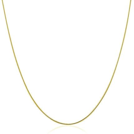 14k Yellow Gold Thin Motif Round Omega Necklace