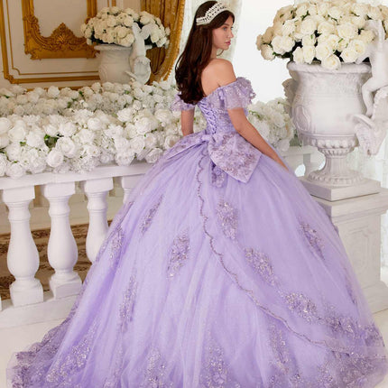 Ladivine 15701 Floral Off the Shoulder A-line Quince Ball Gown