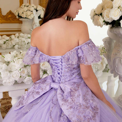 Ladivine 15701 Floral Off the Shoulder A-line Quince Ball Gown