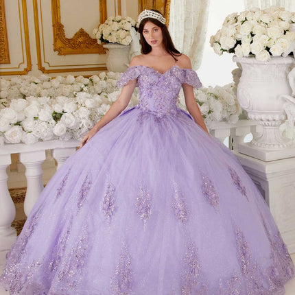 Ladivine 15701 Floral Off the Shoulder A-line Quince Ball Gown