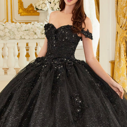 Ladivine 15702 Floral Off the Shoulder Floral Quince Ball Gown